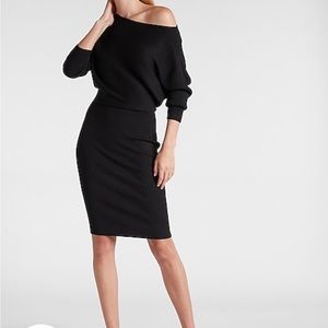 NWT Express black off the shoulder midi sweater dress size small